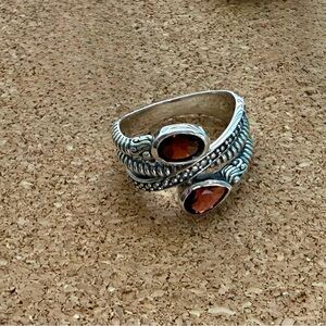 Elegant Silver and Garnet Gemstone Ring